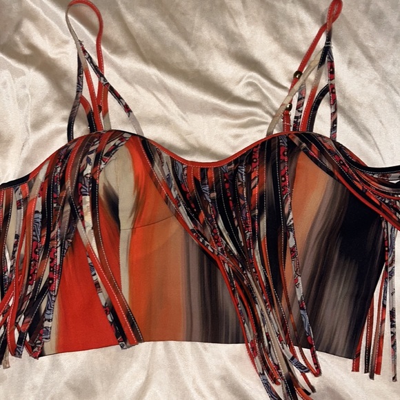 Bebe earthy colored fringe crop top size extra small. Great idea for costume! - Picture 7 of 12